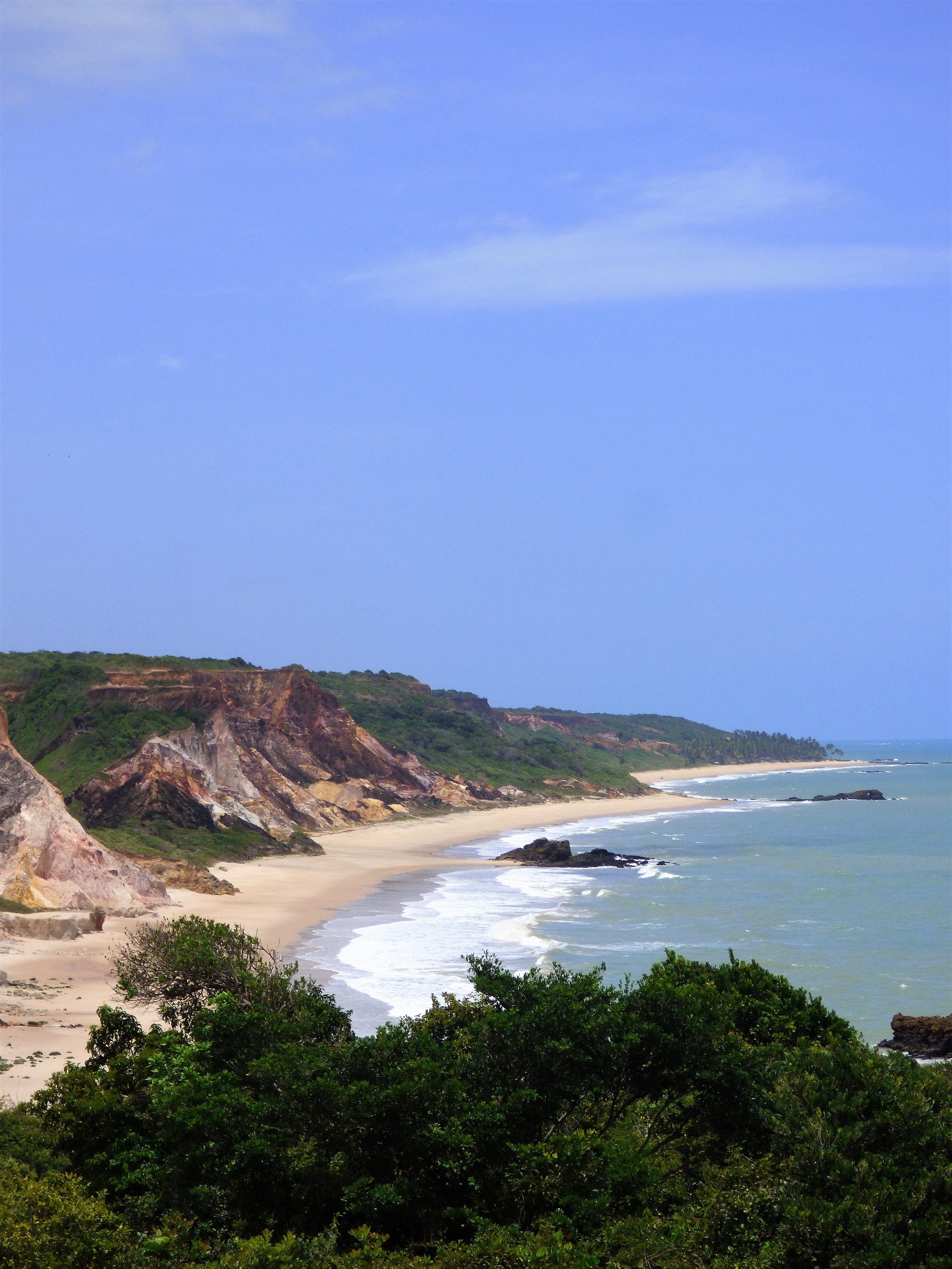 Praia de Arraial d'Ajuda vista de cima, com falésias e mata